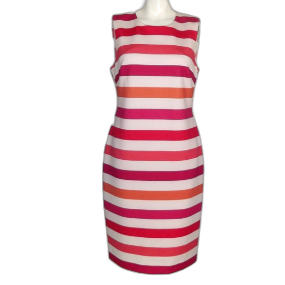 CALVIN KLEIN Dress, 10, Multicolor Stripes, Sleeveless, Neoprene Scuba - Picture 10 of 12